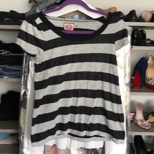 Juicy couture gray & black stripped shirt